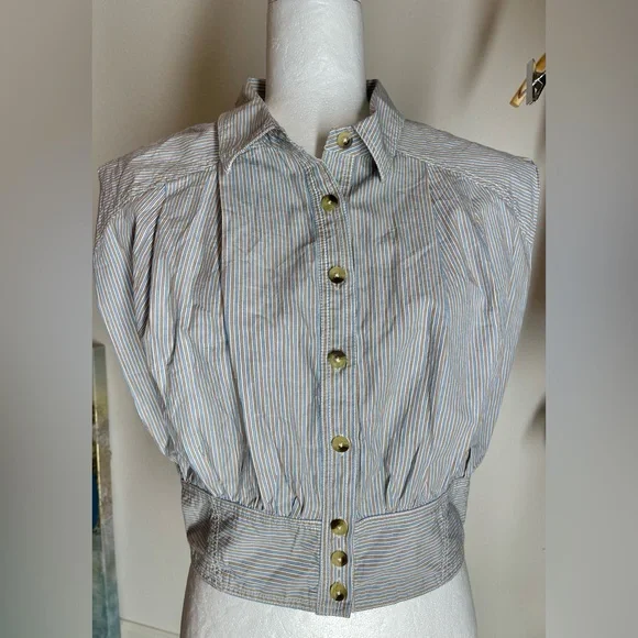 We The Free Cassie stripped sleeveless crop shirt - Picture 1 of 8